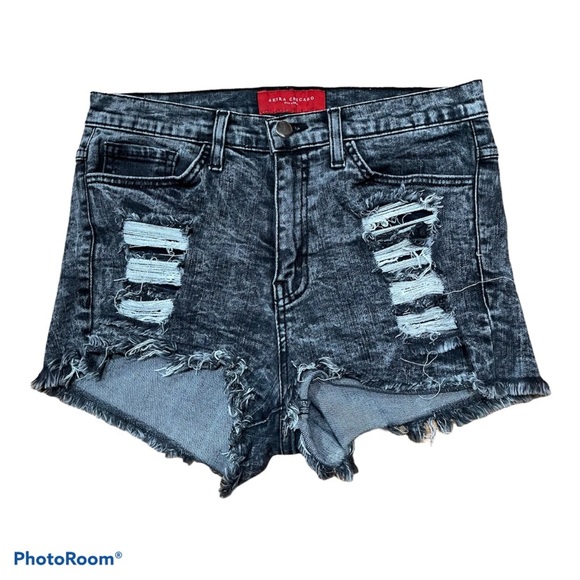 Akira Chicago Red Label Black Acid Wash Denim Shorts M Waist 29” Rise 10” EUC - Picture 8 of 8